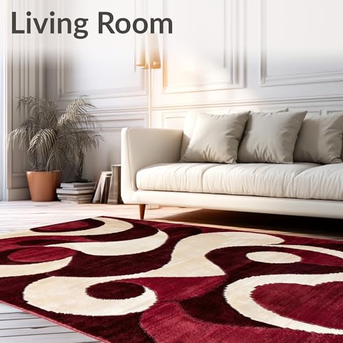 Tapete decorativo plano 5x7 rojo y beige miniatura 2