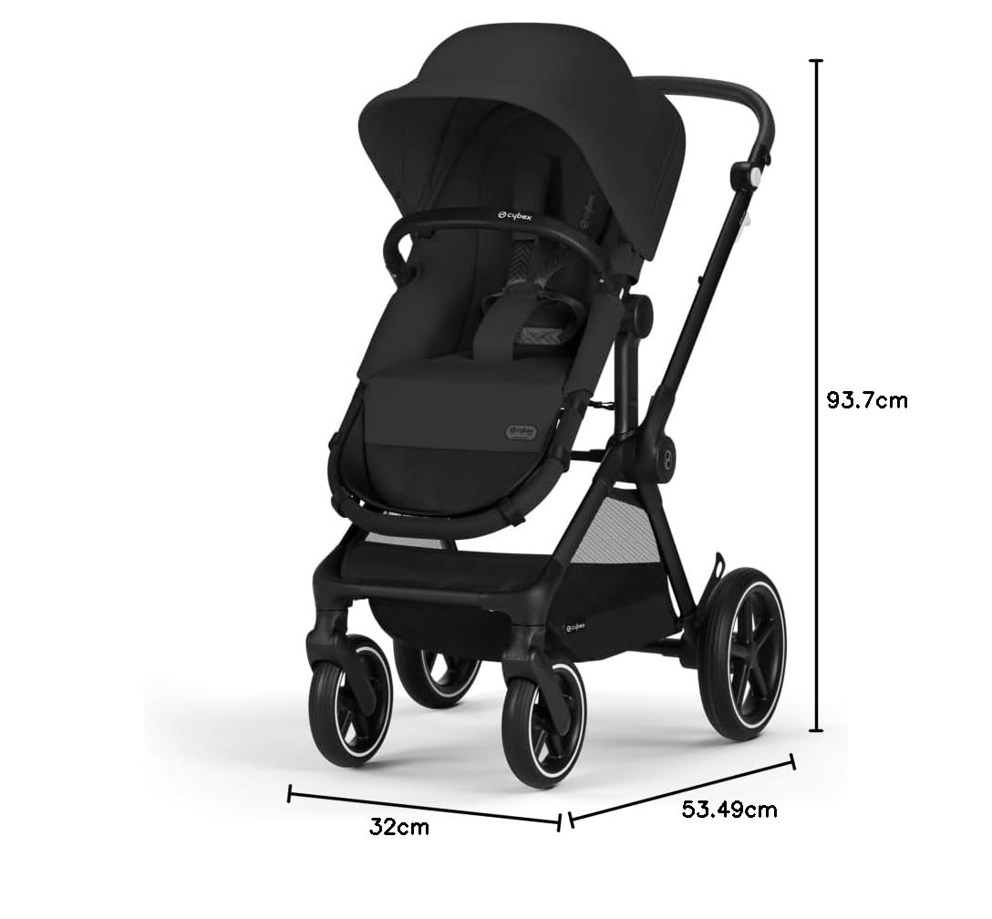 CYBEX Gold EOS Lux Poussette 2-en-1, Système pour Voyage, De la naissance à 22 kg (env. 4 ans), Moon Black