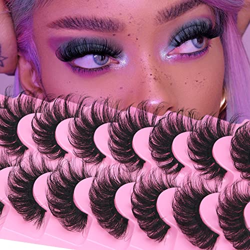 Natural Eyelashes Fluffy Mink Cat Eye Lashes Wispy False Eyelashes 17Mm Long Dramatic Natural Look Angel Wing Fake Lashes Pack 8 Pairs By Heyalice (04B) #TOP5