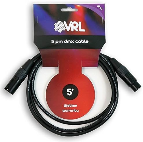 Elite Core VRL Cables blindados DMX de 5 pines de 5 pies de iluminación profesional Datos LED Baja capacitancia Garantía de por vida VRLDMX5P5