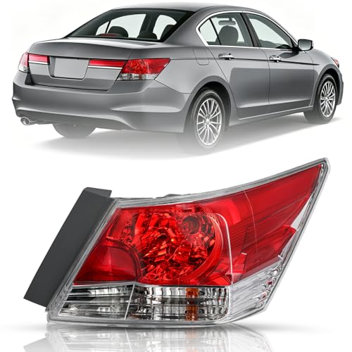 JSBOYAT Tail Light Assembly for 2008-2012 Honda Accord 4 Door Sedan Outer Taillight Rear Brake Tail Lamp with Bulb Right Passenger Side