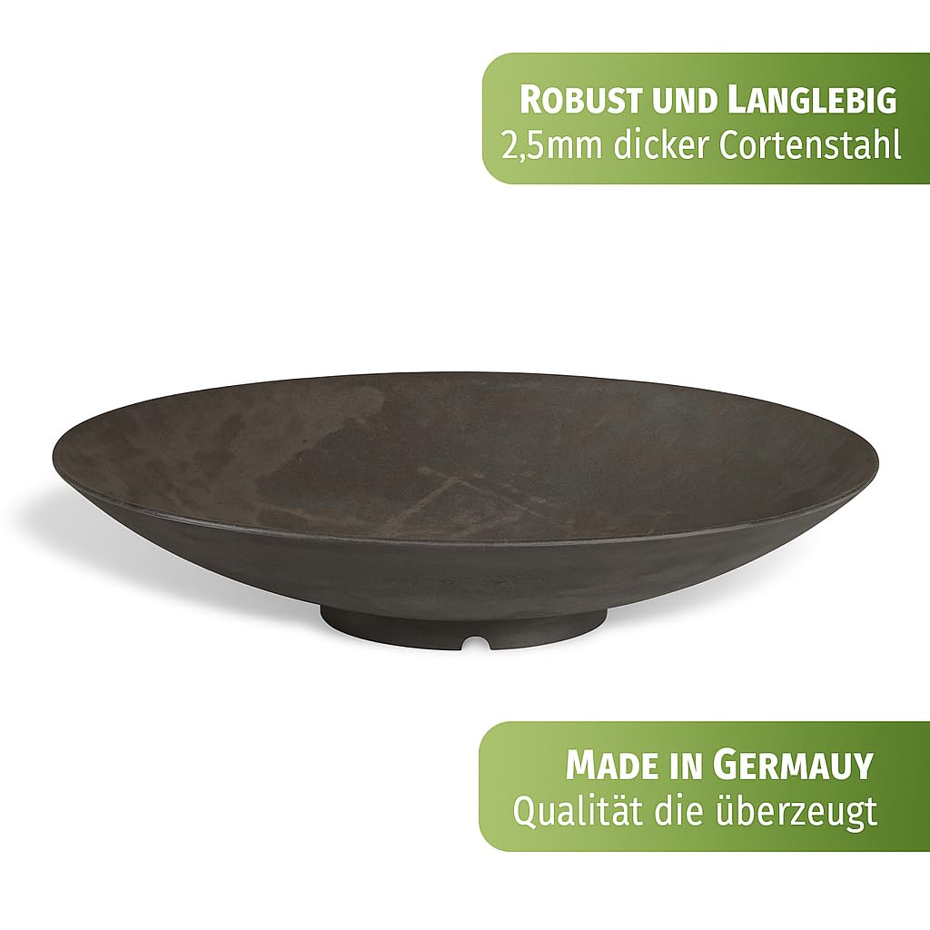 CLGarden Feuerschale 100 cm groß aus Cortenstahl 2,5 mm Feuerstelle rund Metall Feuer Schale für den Garten