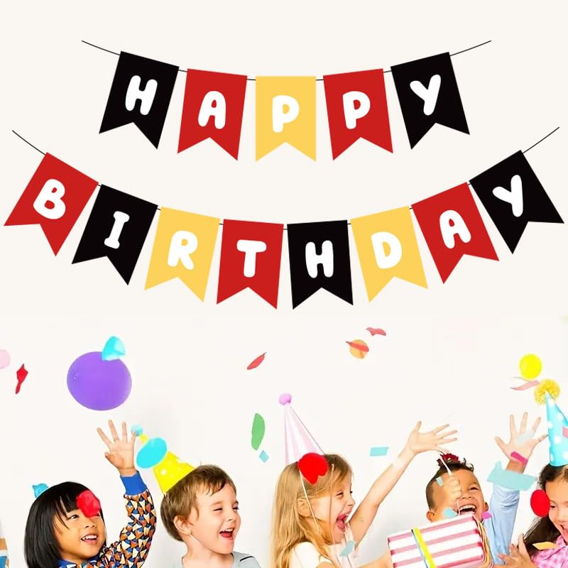 Image of ZHENGYE Happy Birthday Banner Sign Party Decoration for Kids Girls Adult Birthday Party Decorations Supplies(Black Red)