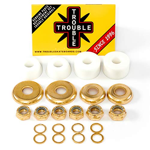 Trouble Skateboards BH1 Trouble Bushings For Skateboard Trucks • Hard 100A • Cushion Rebuild Bushing Kit • White/Gold cover
