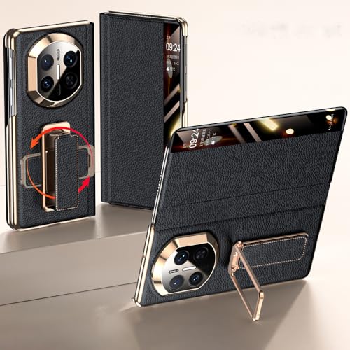 Coque Huawei Mate X7 2025 protégeant l'objectif en cuir noir magnétique
