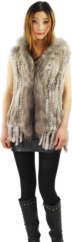 Amazon.com: CX FUR Women Fur Jackets Knitted Rabbit Fur Jackets,Natural Brown,XL : 服裝，鞋子和珠寶 CX FUR OUTERWEAR レディース