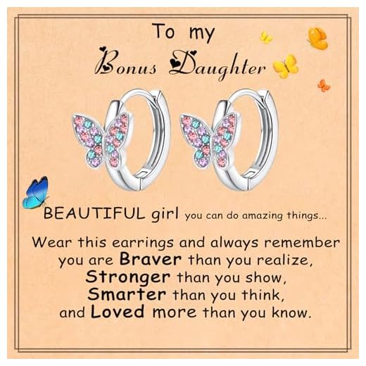 Butterfly Earrings Jewelry Birthday Valentines Day Christmas Gifts for Daughter/Granddaughter/Niece/Butterfly Lover (Hoop, 05.bonus daughter)