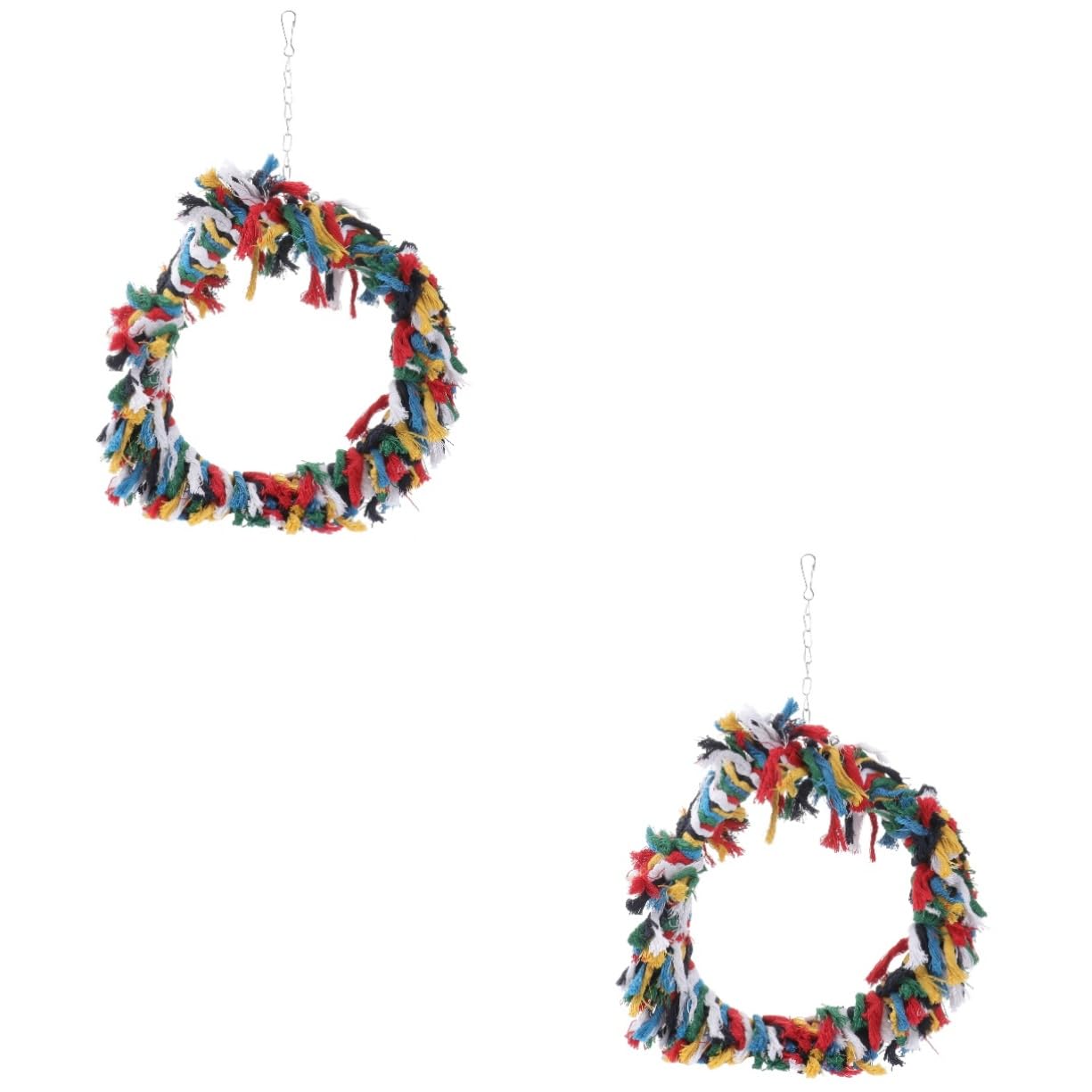 BESPORTBLE 2pezzi Giocattolo Appeso Per Pappagalli Cotone Anello Snuggle Colorato Per Uccelli Per Cage e Attività Di Arrampicata Gioco Antistress Per Pappagalli e Cockatiels Colore Casuale