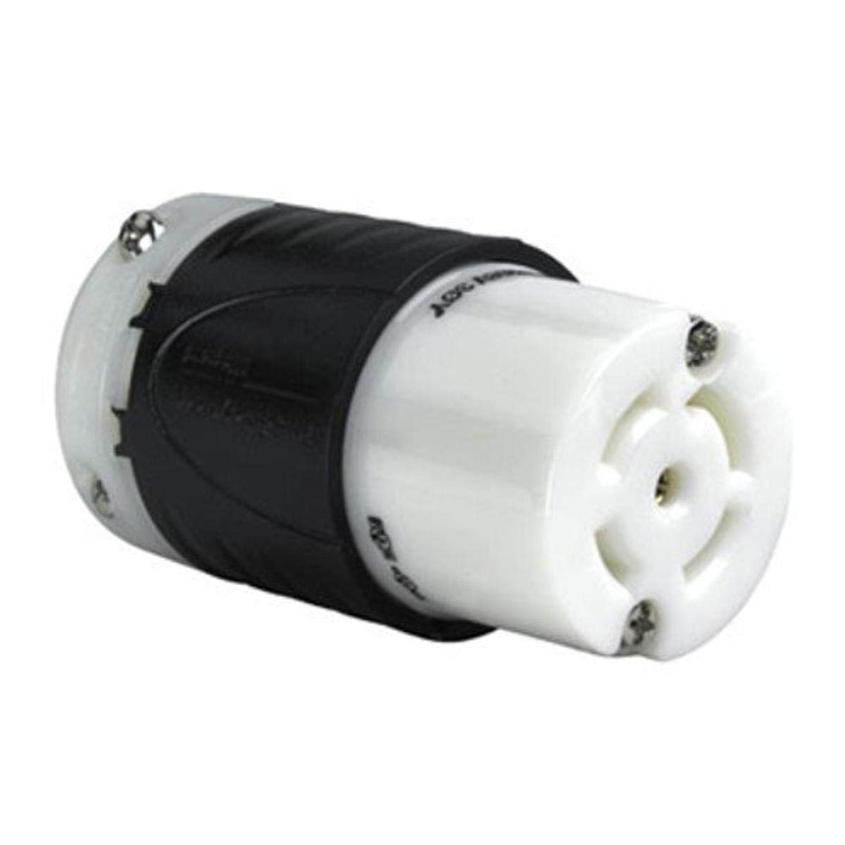 Legrand Pass & Seymour L2130C Turnlok Industrial Spec Grade Locking Connector, 30 Amp 3 Phase 120/208V, NEMA L21-30R, Black/White (1 Count)