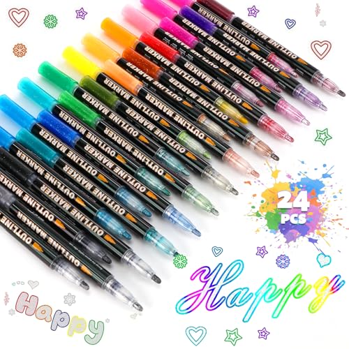 Zippicks 24 stylos Feutres Paillettes, Stylo Paillette Atelier Activité Manuelle Enfant, Stylos Marqueur Magique pour Scrapbooking Peinture travaux manuels Cadeau Fille 4-12 Ans
