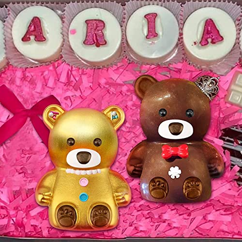 Ostereier Hasen Silikon Formen für Schokolade, 2 Stück 3D Osterei Hase Form für Gummy Schokolade Süßigkeiten Badebombe Kuchenform Osterdeko (Bear)