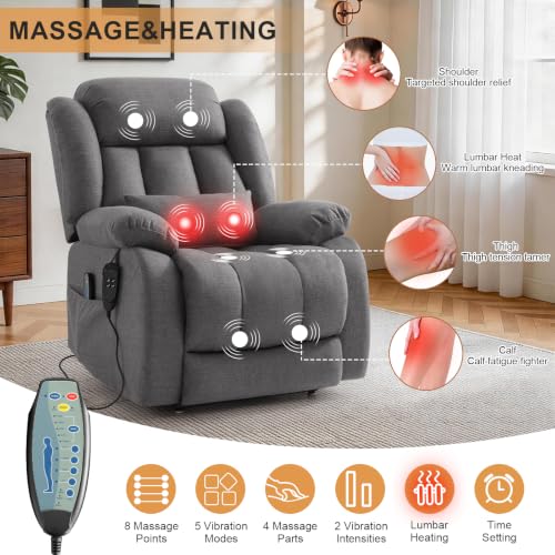 Image of Dual Motor Infinite Position Power Lift Recliner Chair for Elderly, Grey