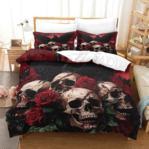Linge de lit gothique Skulls 3 pièces housse de couette 260x220cm - 3