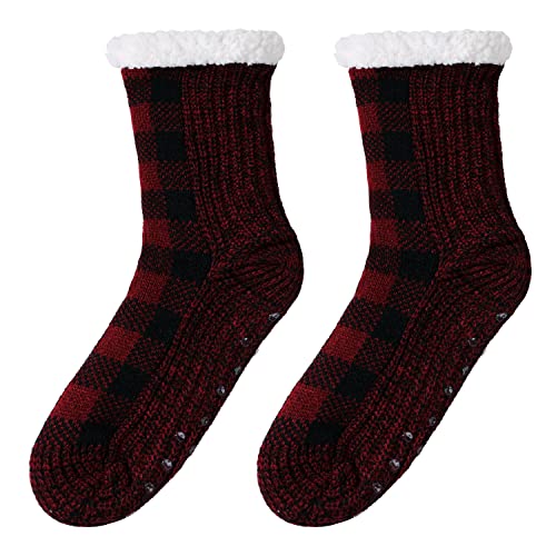 Image of Chassic Sherpa Lined Slipper Socks for Women, Non-Slip Cozy Winter House Socks, Soft Fuzzy Socks, Gifts for Women & Ladies Stocking Stuffers