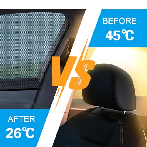 Crynod 2 PCS Car Front Window Sunshade Net, Not Affect Window Lifting Highly Elastic Ventilation Breathable Mesh, Multi-Functional Accessory, Compatible with Most Sedans, MPVs, Crossovers (Black) - Thumbnail 6