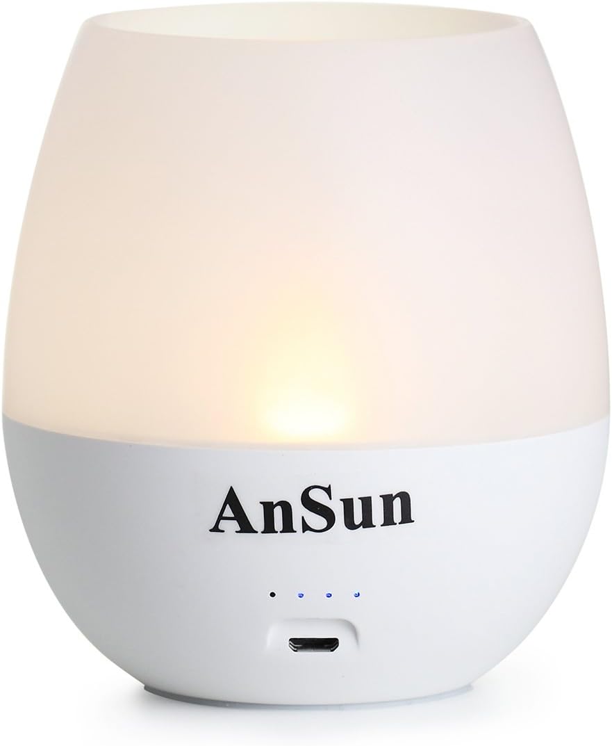 LED Night Light for Kids Adults, Dimmable Blow Sensor Rechargeable Battery Operated (up to 40hours Runtime) Flameless Candle Tea Light, Portable Baby Bedside Lamp Child Room Decoration, Warm White