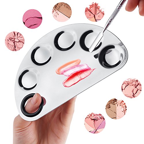 FAMILIFE Makeup Palette Spatula Mixing Tray Foundation Palette Stainless Steel Cosmetic Blending Tool