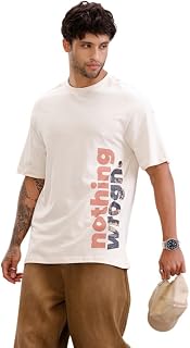 WROGN Men's 220 GSM Pure Cotton T-Shirt | Placement Print | Oversized Fit Price In India