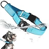 LLUAII Airtag Dog Collar, Reflective Martingale Dog Collar with IP68 Waterproof Airtag Holder, Quick Release Buckle Soft Padded Collars for Large Medium Small Dogs, Blue