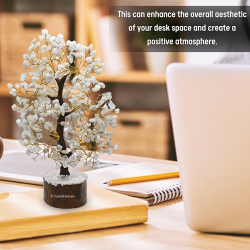 Image of Certified Rainbow Moonstone Crystal Tree for Good Luck - Healing Crystals Money Tree for Wealth, Positive Energy at Home Office - Decorative Spiritual Gifts for Vastu, House Warming