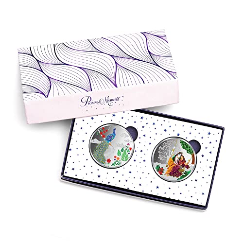 Image of Precious Moments Radha Krishna Silver Coin 10 Gram | 20 Gram | 50 Gram | 100 Gram BIS Hallmarked Round Square Flower Shaped 999 Purity with Gift Box by ACPL