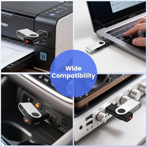ABLAZE Bulk USB Stick 128MB Pack of 100 Memory Stick 128MB High Speed USB 2.0 Flash Drive Swivel Data Storage for Computers, Cars and TVs(Black,20 Lanyards) - Image 7