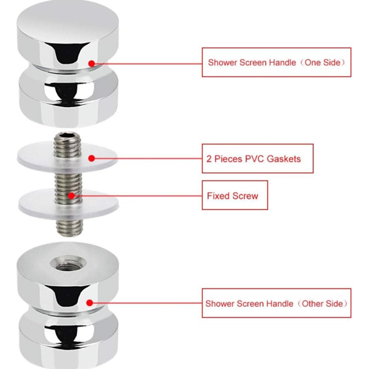 JJiaoLinin Shower Door knob Handle, Door Knob for Door, Aluminium Alloy Glass Knob, Round Door Knob, Chrome-Plated Solid Single Hole Handle (30mm) - Image 4