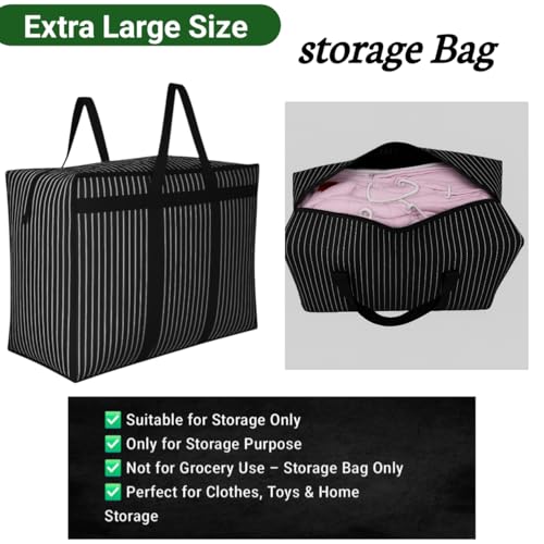 Image of BAZERA Bags Multipurpose Extra Large Big Heavy Duty Storage Organizer Reusable Canvas Shopper Bag with Strong Handles and Base with Covers Zip