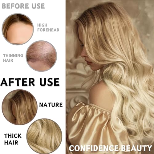 Long Wave Ombre Brown to Blonde Wigs for Women, 27’’ Long Curly Wigs Heat Resistant Natural Ombre Wig with Wig Net Synthetic Hair Wigs for Ladies Fancy Dress Party Cosplay Daily Use (Blonde) - Image 6