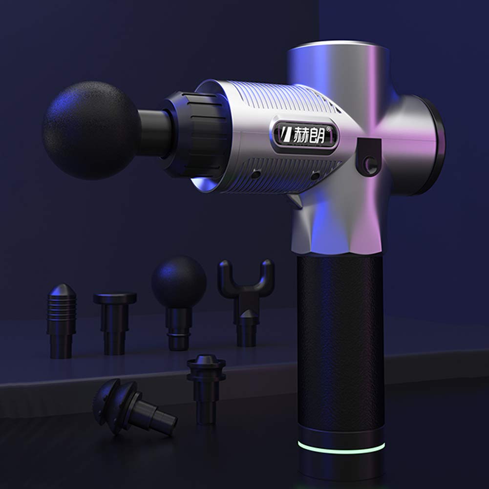 Pistola De Masaje Masajeador Muscular De Mano Ultra Silencioso 30 Velocidades 4 Cabezales Masajeador De Fascia Portátil De Tejido Profundo Con Pantalla Táctil HD Para Aliviar La Tensión Muscular