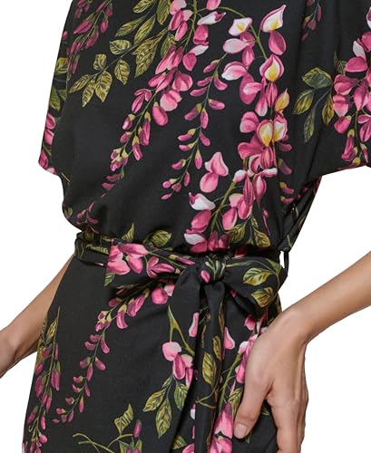 Image of Kensie Womens Short Sleeve Tie Waist Midi Dress