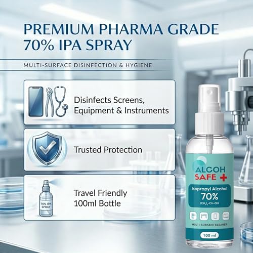 Image of 70% IPA | Screen & Multi-Surface Cleaner Spray | Disinfectant Liquid for Surface, Equipment | Fragrance Free | 100ml (Pack of 2)