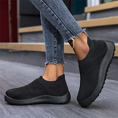Generic Fashion Summer Men Sports Shoes Flat Bottom Lightweight Slip On Flying Woven Mesh Breathable Comfortable Solid Color Casual Style Sneaker Boots for Men Blvd (Black, 10.5)2
