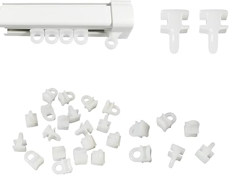50 Pcs Curtain Track Gliders Hooks, 10mm x 6mm Slim Curtain Rail Sliders, Smooth Rollers Runners Eyes Hooks for Window Door Curtains