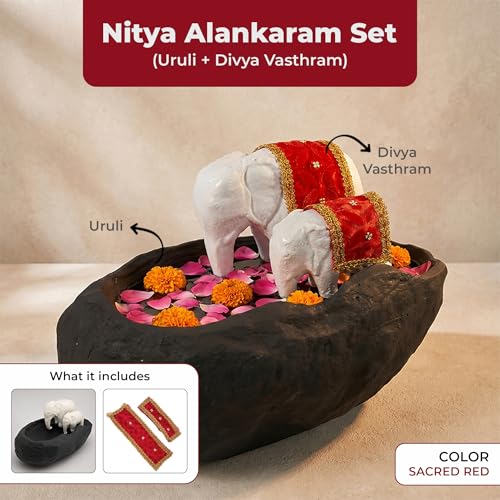 Image of Greymode Yaanai Uruli: Transform Spaces with Positive Vibes. Ideal for Home Decor & Gifting on Marriages & Housewarming(Nitya Alankaram (Uruli + Vasthram))