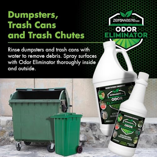Image of ZERO WASTE USA Odor Eliminator Ultra Concentrate - Commercial Strength Multi-Purpose Enzyme Cleaner - Eliminates odors from Any Organic Matter - Made in USA - Makes up to 8 Gallons (32 Fl Oz)