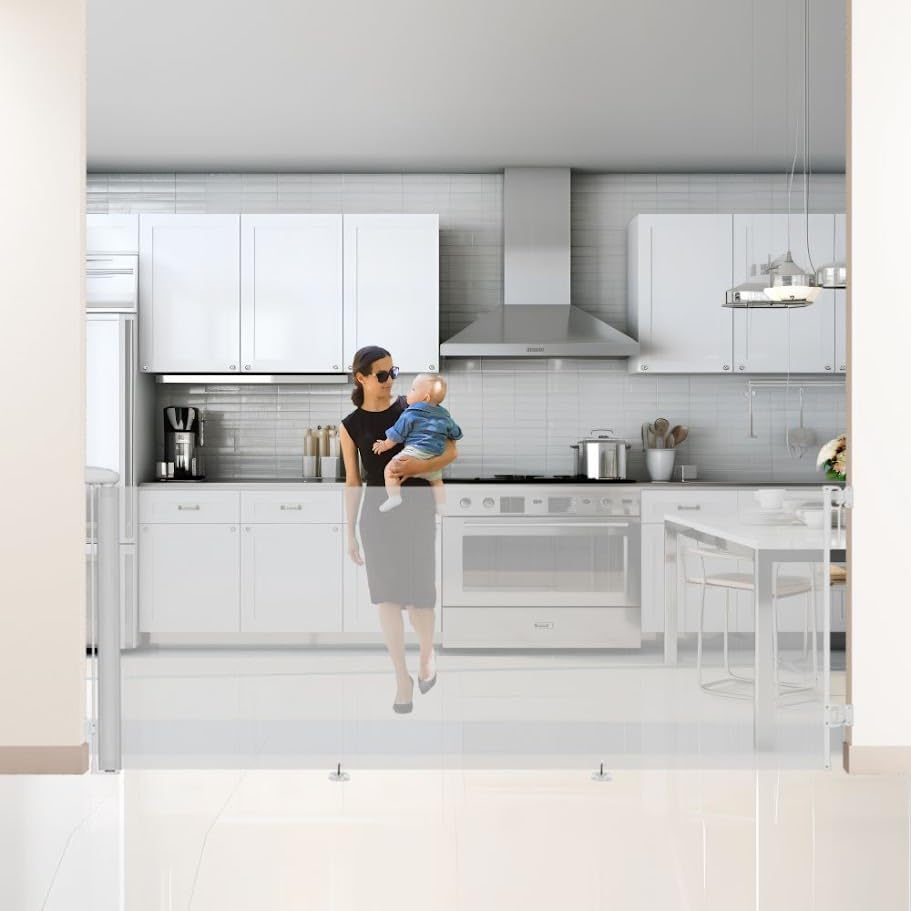 S&D Baby Barriere, 250 cm breit, einziehbares Treppenschutzgitter für Haustiere, Hunde, Katzen, extra breit, faltbar, langlebig und stark