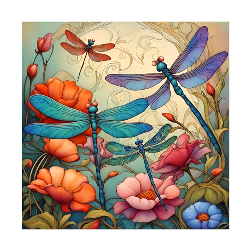 Trademark Fine Art Canvas Wall Art - Tina Lavoie 'Dragonflies in Ninfa Garden I' Wall Art for Living Room, Bedroom, or Office Décor