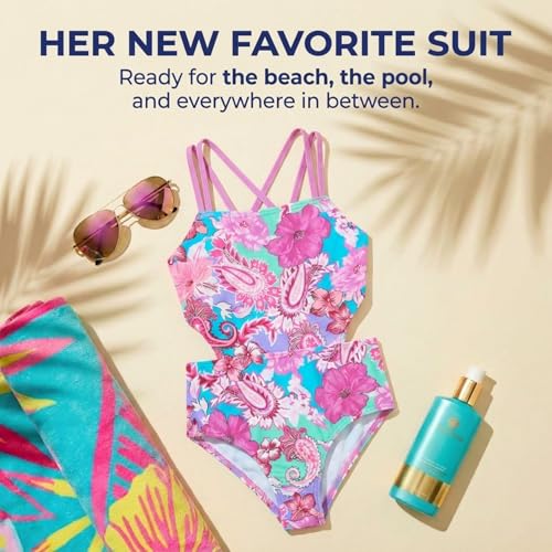 Image of Kanu Surf Girls' Beach Girl Sport Cut-Out One Piece Swimsuit