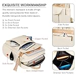Leathario Rucksack Damen,Cityrucksack Modern,Elegenter Rucksack Wasserdicht,Rucksacktasche 2in1,Tagesrucksack Frauen,Women's Fashion Backpacks Taschenrucksack zur Arbeit Schule Reise,Beige – Bild 5
