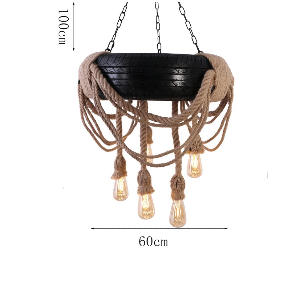 Pneus industriels américains Lampe à Suspension en Corde de Chanvre Lustre personnalisé créatif Pneu en Corde de Chanvre Salon Salle à Manger café Lustre rétro Times