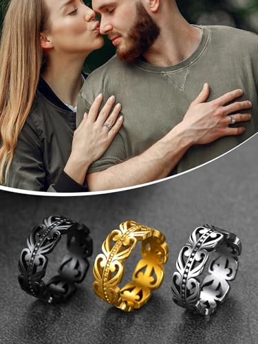 FaithHeart Celtic Knot Band Rings for Men Women, Stainless Steel/18K Gold Plated Viking Wedding Bands with Delicate Gift Packaging4