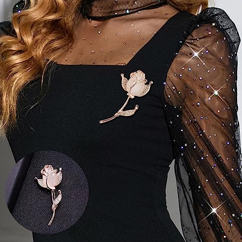 Image of Crystal Pearl Flower Brooches Pins Fashion Beautiful Created Rhinestone Floral Brooch Good Idea for Party Dance Wedding Banquet for Elegant Women Girl