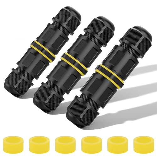 Gaethra 3 Stück Kabelverbinder Wasserdicht 3 Polig Kabelverbinder IP68 Starke Verbindung für Kabeldurchmesser Ø 6-11 mm Ideal für Wasserdichtungsgeräte im Freien und Innen und Außenanschlüsse