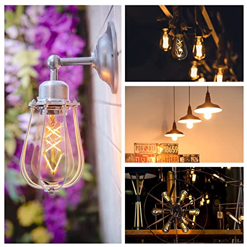 Omed Dimmable Led Vintage Edison Bulbs, St64 2700K Soft White Fishbone Filament Antique Edison Bulbs Whit E26 Base 60 Watt Equivalent, 6W 600Lm Old Fashioned Amber Glass Spiral Light Bulbs 12 Pack #TOP6