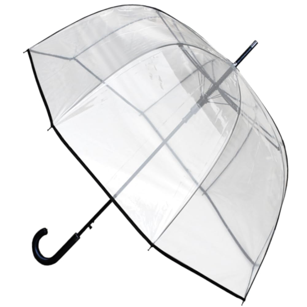 COLLAR AND CUFFS LONDON SELTENE Automatik Regenschirm Transparent Sturmfest - Stockschirm Durchsichtig Windfest - Großer 138 cm Bogen - SEHR STARK - Verstärkt mit Fiberglas - Damen Herren