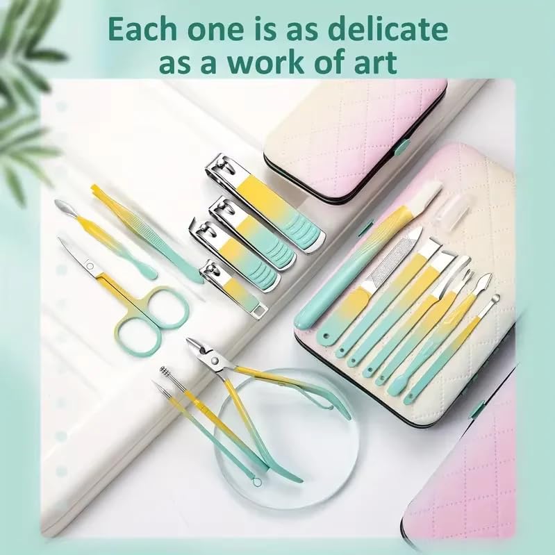Aldea 18-Piece Rainbow Manicure Kit - Stainless Steel Nail Tools Set with Travel Pouch - Complete Home Nail Care & Gift for Women 4