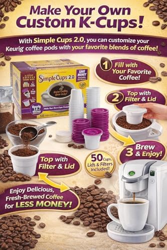 Simple Cups Disposable 50 Cups, Lids, and Filters, Compatible with Keurig Brewers, Reusable KCUPs & Coffee Pods, Use Your Own Coffee, Works w All Brands, Perfect for the home & traveling, Gift image 4