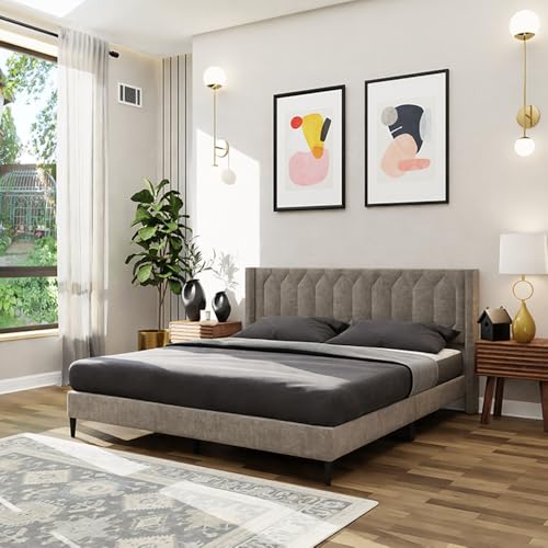 Royaloak Meadow Upholstered Queen Bed | Velvet Upholstery Fabric | Diamond Tufting Design | Strong & Durable Bed | Modern Design Queen Size Bed