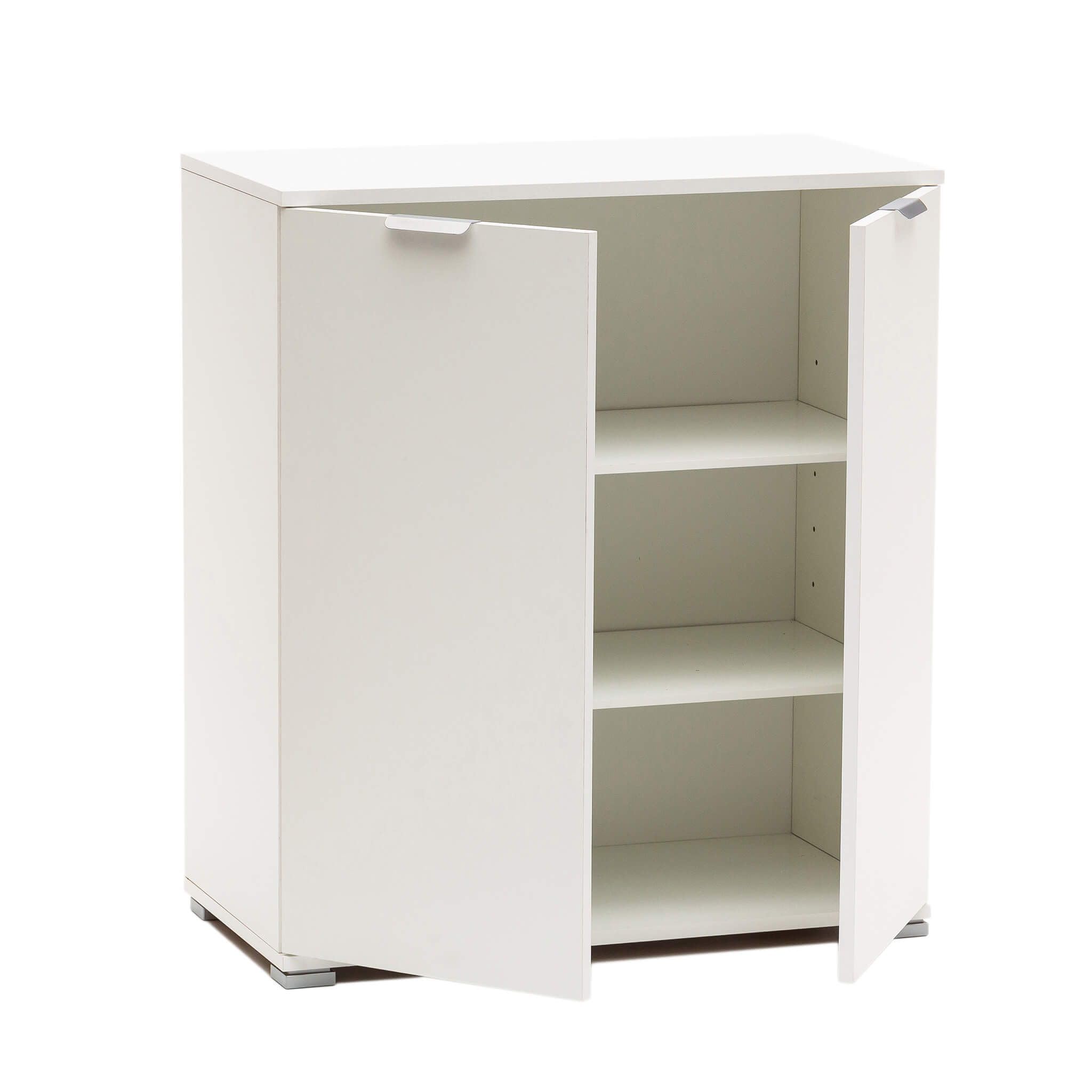 milani home - armadietto 2 ante 75 x 38 x 85 cm, bianco, truciolare bilaminato, mobile contenitore bagno cucina soggiorno